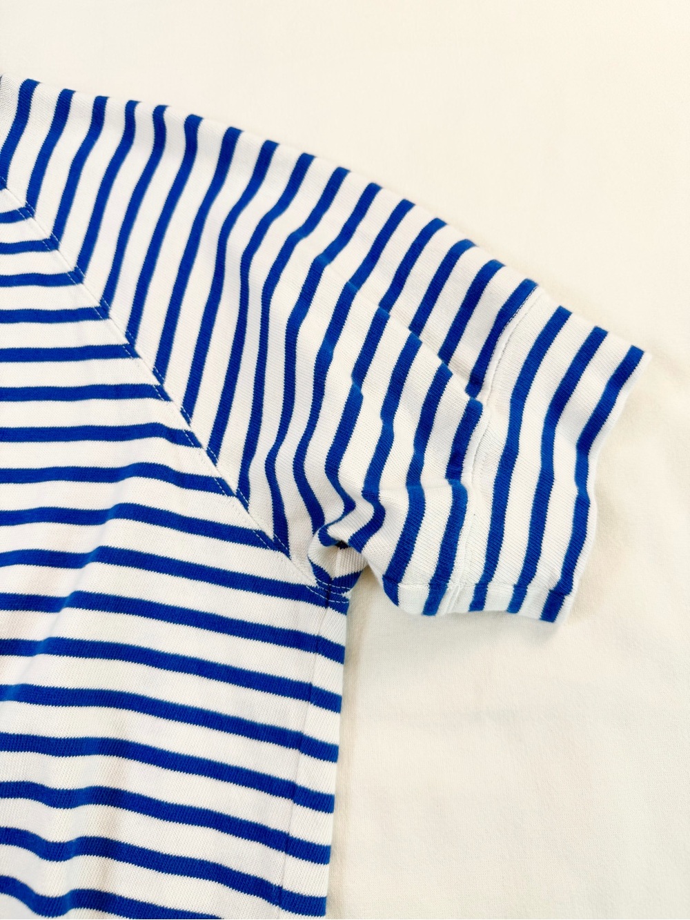 AYR Blue & White Striped Boxy Cotton Tee Raglan Short Sleeve Top - Picture 4 of 8